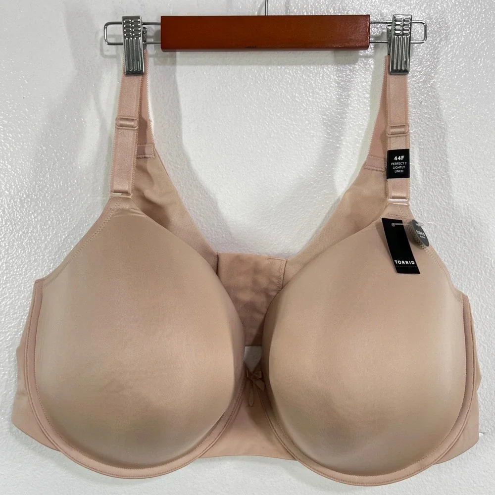 Torrid 44F Perfect T-Shirt Bra‎ Lightly Lined Underwire Nude NWT Full Coverage - Picture 2 of 10